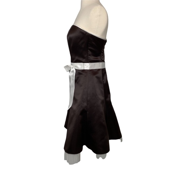 Jessica McClintock x Gunne Sax Brown/Ecru Formal Strapless Satin Dress Tulle 5/6 - Picture 2 of 10